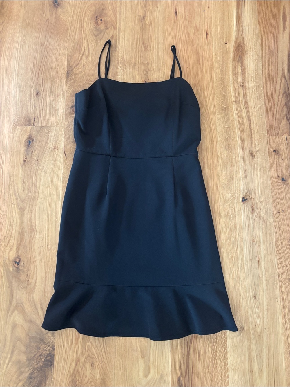 Gianni Bini Black Spaghetti-Strap Ruffle-Hem Mini Dress